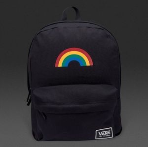 New Vans Realm Classic Rainbow Backpack in Black